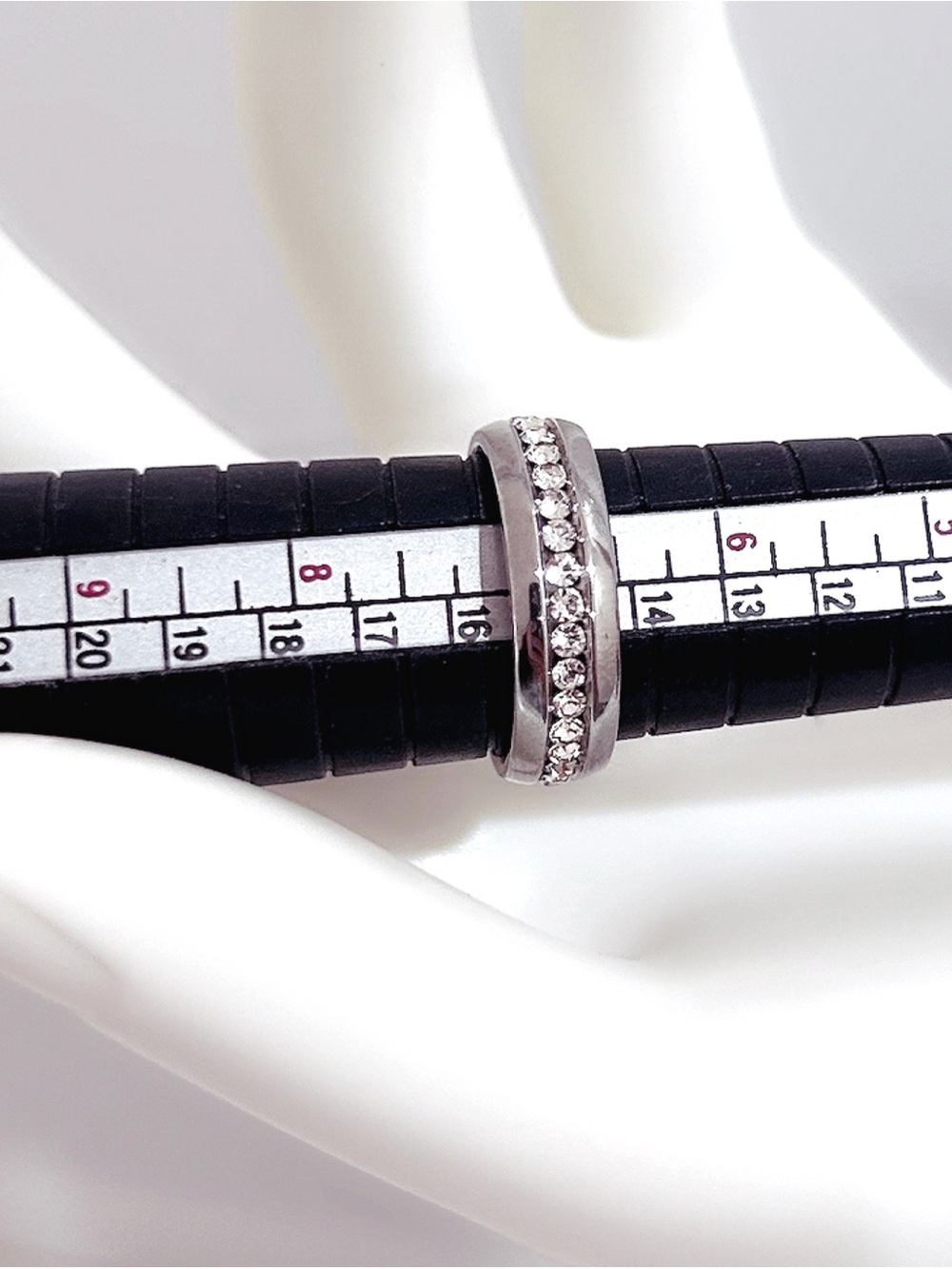 Titanium Sparkling Pave Cubic Zirconia Cuban Ring (US Size 7 or Size 6) - Picture 7 of 8
